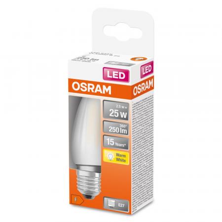 OSRAM E27 STAR RETROFIT LED Kerze matt 2,5W wie 25W warmweißes Licht 2700K